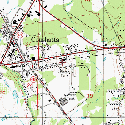 Topographic Map of Red River Senior High School, LA