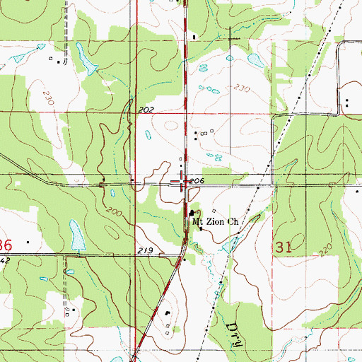 Topographic Map of Mount Zion, LA
