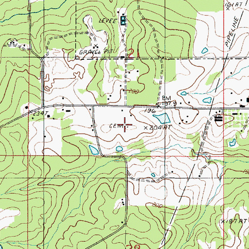 Topographic Map of Pickett Cemetery, LA