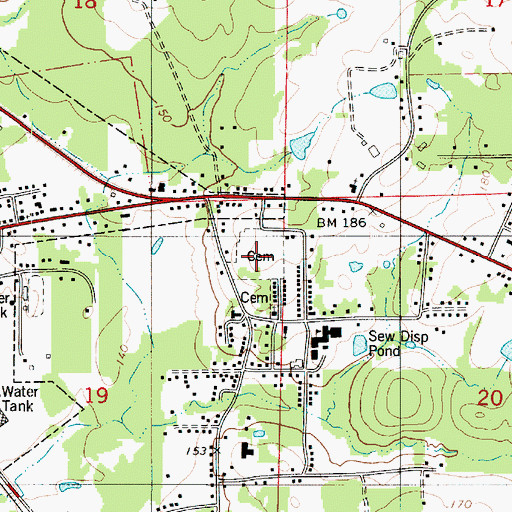 Topographic Map of Springville Cemetery, LA
