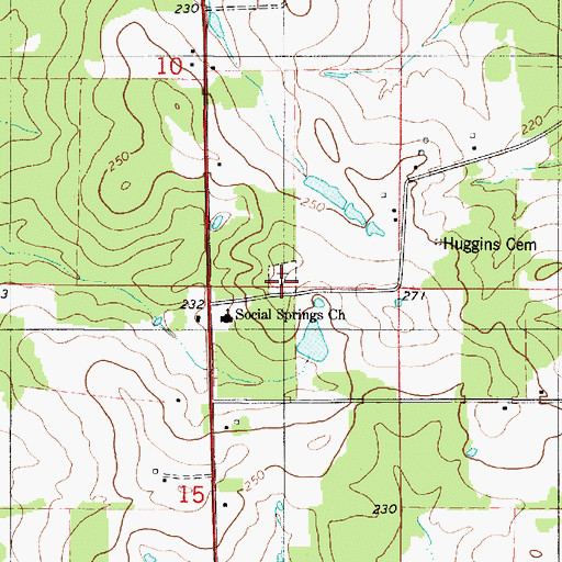 Topographic Map of Social Springs Cemetery, LA
