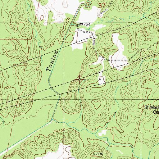 Topographic Map of Toulon Bayou Gas Field, LA