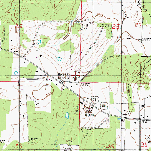 Topographic Map of Union Hall Cemetery, LA