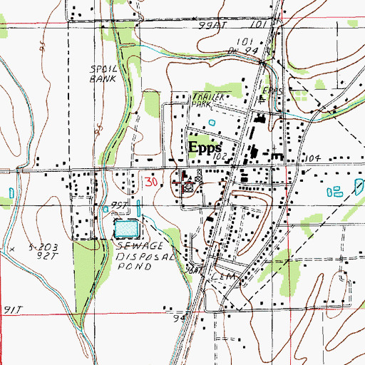 Topographic Map of Epps High School, LA