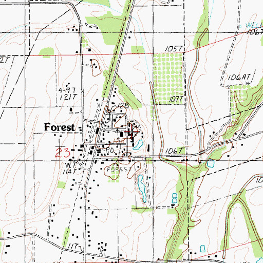 Topographic Map of Forest School, LA