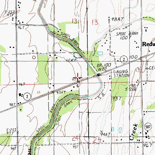 Topographic Map of Twin Bridges, LA