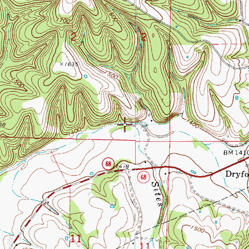 Topographic Map of Sites Branch, AR