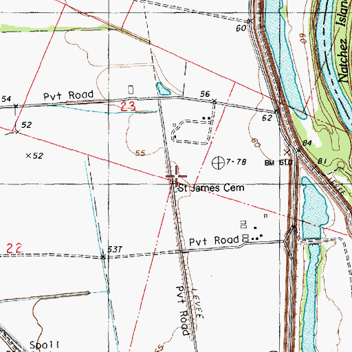 Topographic Map of Saint James Church (historical), LA
