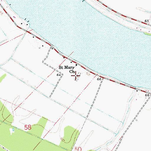 Topographic Map of Saint Mary Cemetery, LA