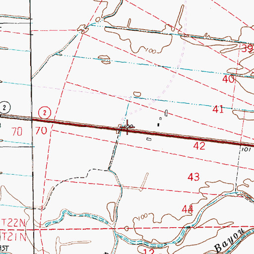 Topographic Map of Buck Meadows Plantation, LA