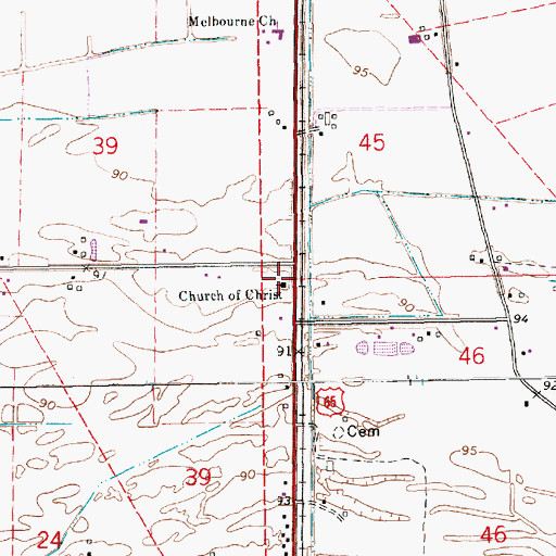 Topographic Map of Church of Christ, LA