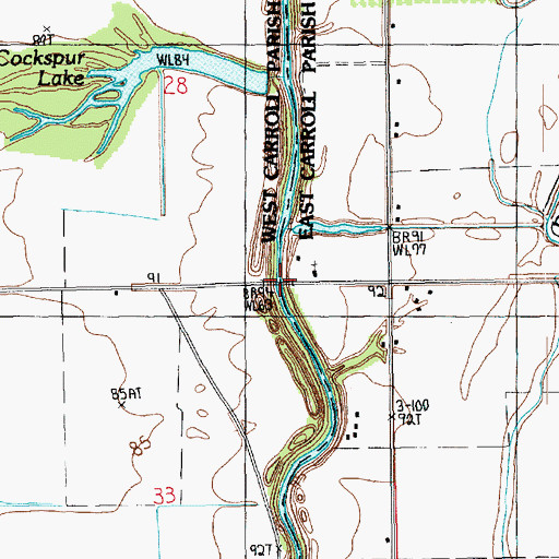 Topographic Map of Corbins Ferry (historical), LA