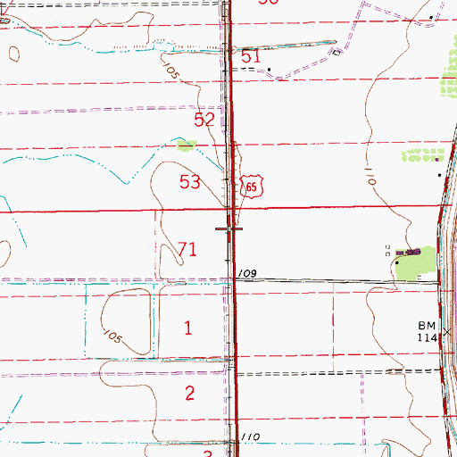 Topographic Map of Lebanon (historical), LA