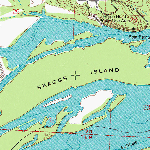 Topographic Map of Skaggs Island, AR