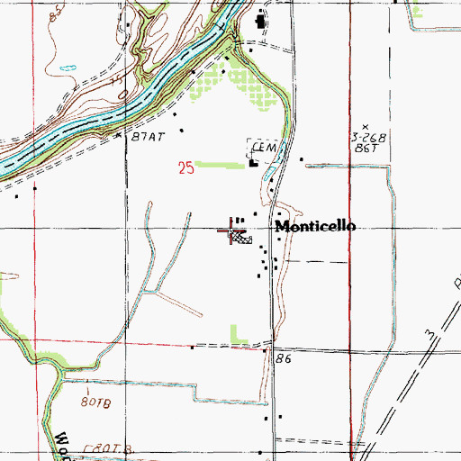 Topographic Map of Monticello High School, LA