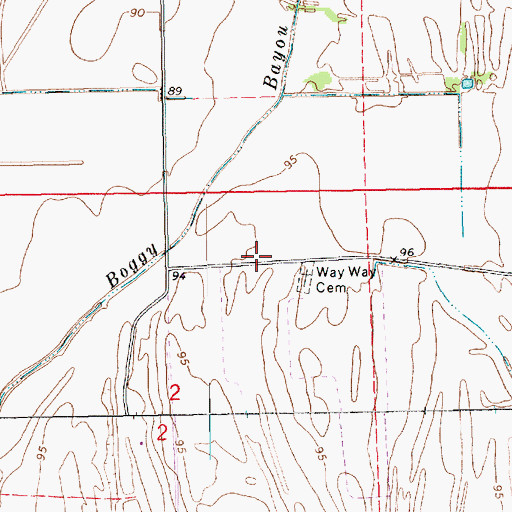 Topographic Map of Way Way Plantation, LA
