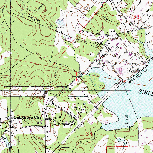 Topographic Map of Oak Grove, LA