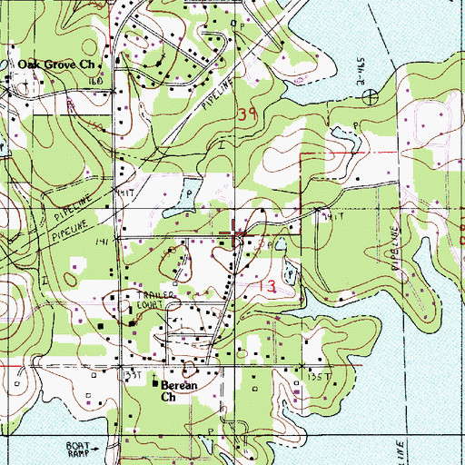 Topographic Map of Oakhill, LA
