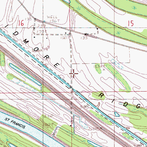 Topographic Map of Skidmore Ridge, AR