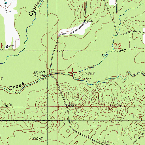 Topographic Map of Piney Branch, LA