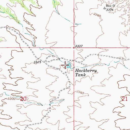 Topographic Map of Hackberry Tank, AZ