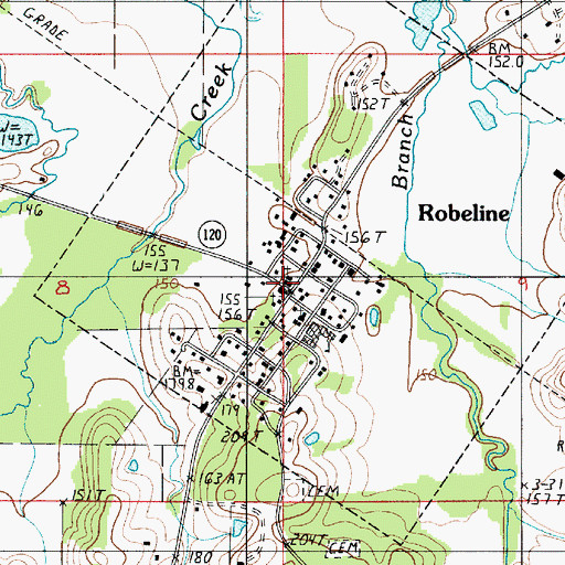 Topographic Map of Robeline Methodist Church, LA
