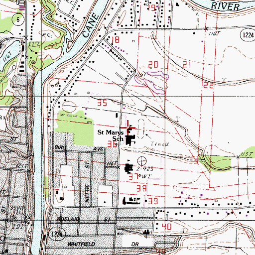 Topographic Map of Saint Marys Elementary School, LA