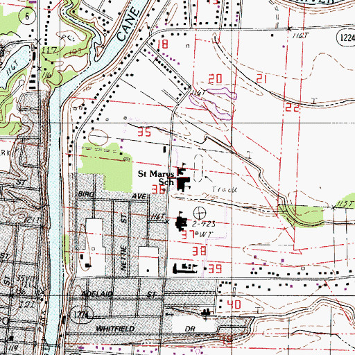 Topographic Map of Saint Mary's School, LA