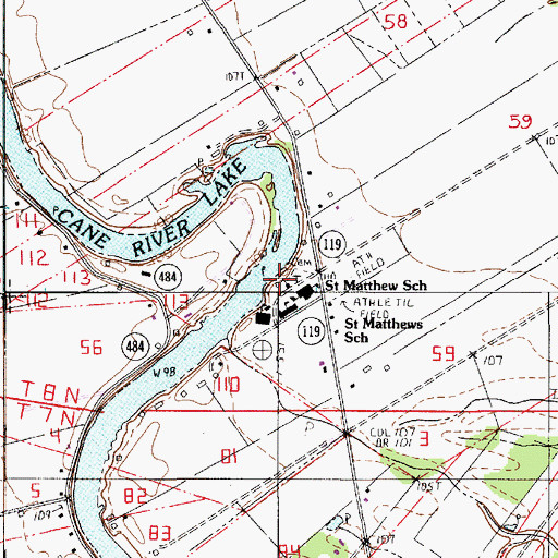 Topographic Map of Saint Matthew Church, LA