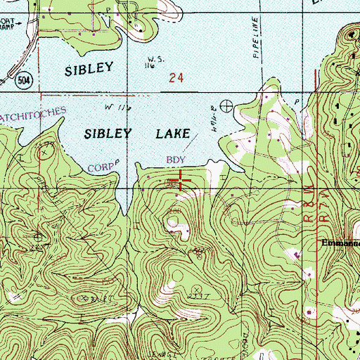 Topographic Map of Shamard Heights, LA