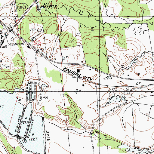 Topographic Map of Wood, LA