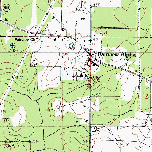 Topographic Map of Zion Cemetery, LA