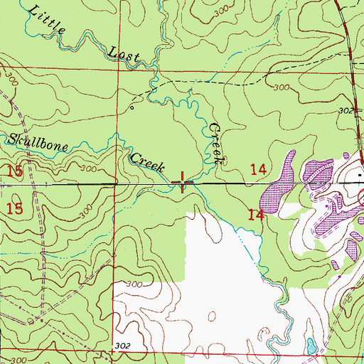 Topographic Map of Skullbone Creek, AR