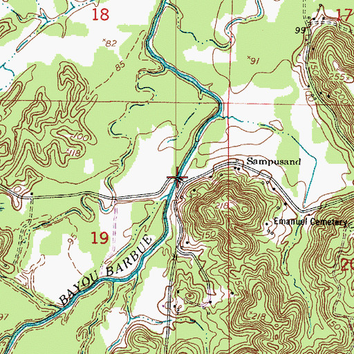 Topographic Map of Barbue Ford, LA