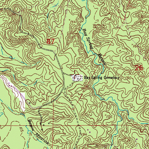 Topographic Map of Bay Springs Church (historical), LA