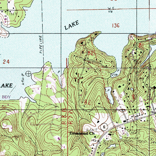 Topographic Map of Beechwood Estates, LA