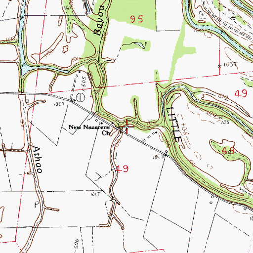 Topographic Map of Borden School (historical), LA