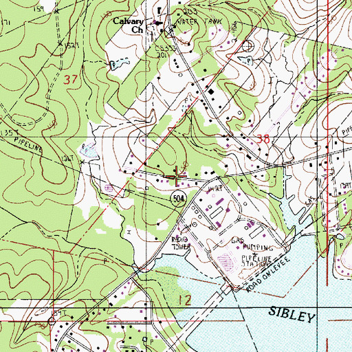 Topographic Map of Calvert Acres, LA
