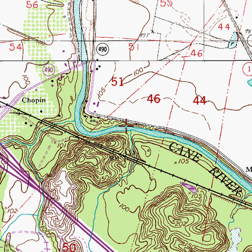 Topographic Map of Caney Branch, LA