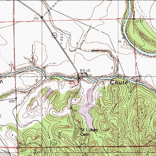 Topographic Map of Chute Bridge, LA