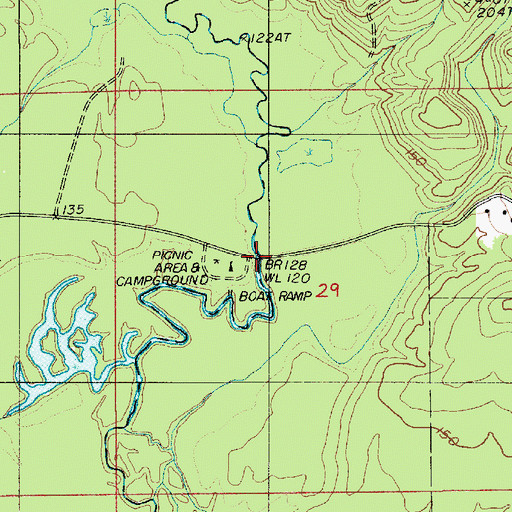 Topographic Map of Cloud Bridge, LA