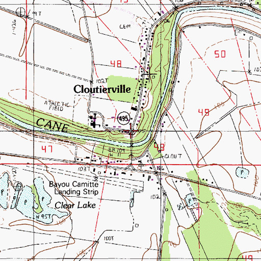 Topographic Map of Cloutier Plantation (historical), LA
