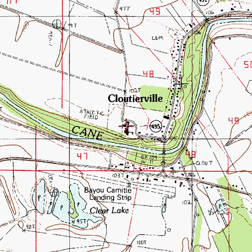 Topographic Map of Cloutierville Elementary and Junior High School, LA