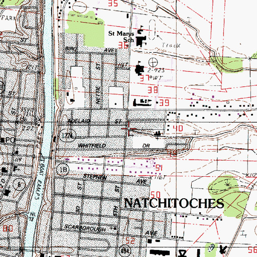 Topographic Map of Eastside Fire Station, LA