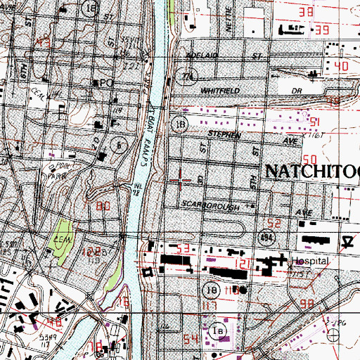 Topographic Map of East Natchitoches, LA