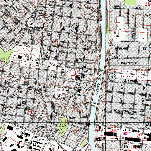 Topographic Map of First Baptist Church, LA