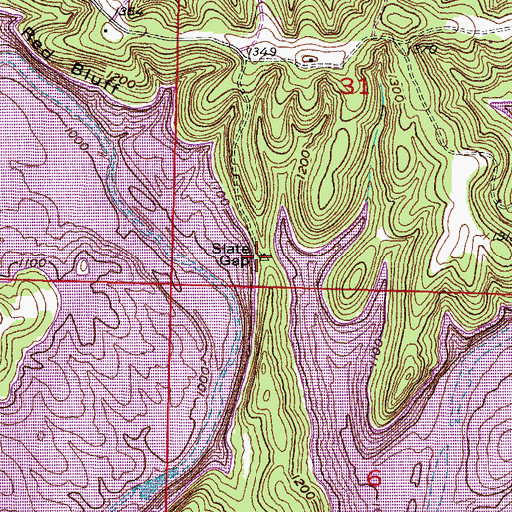 Topographic Map of Slate Gap, AR