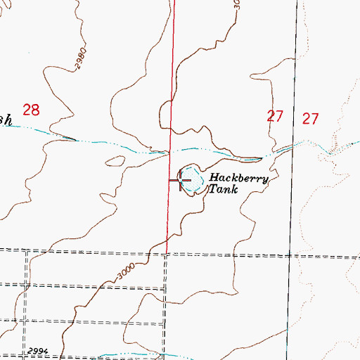 Topographic Map of Hackberry Tank, AZ