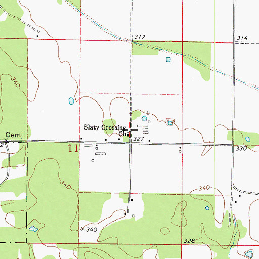 Topographic Map of Slaty Crossing Church, AR