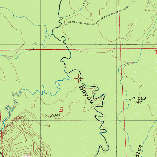 Topographic Map of Harris Bridge (historical), LA